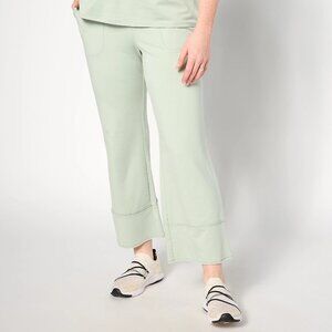 AnyBody Lounge Petite Cozy Knit French Terry Flare Pant - Sage (Sz PM) a636791